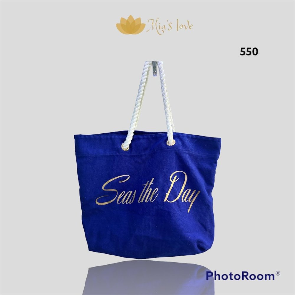 PoP, Beach Bag, Blue color, 100% cotton.